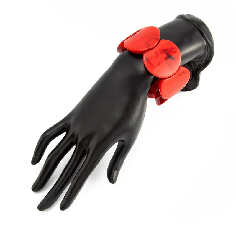 Dark Red Resin Notched Circular Stretch Bracelet made by Zulily