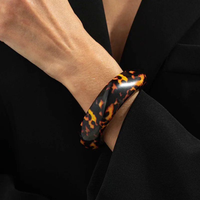 Amber Leopard Print Irregular Resin Bangle made by Zulily