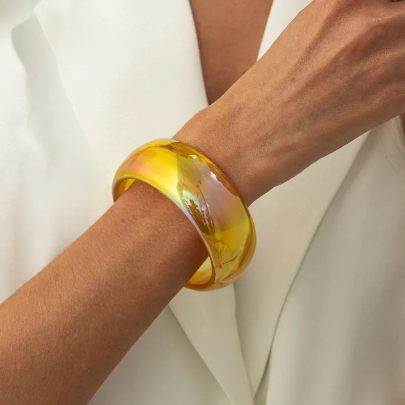 Iridescent & Yellow Resin Bangle made by Zulily