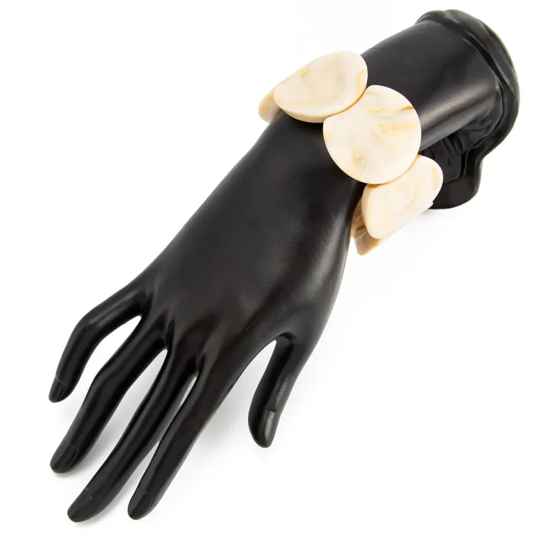Beige Resin Notched Circular Stretch Bracelet made by Zulily