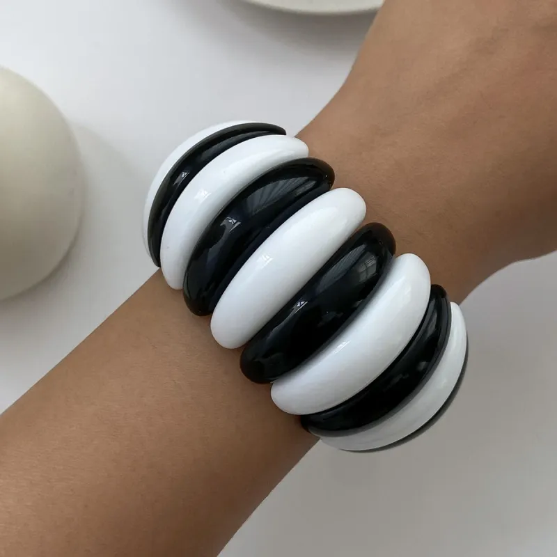 Black & White Resin Tire Stretch Bracelet made by Zulily