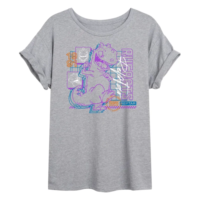 Rugrats - Neon Reptar - Juniors Oversized Graphic T-Shirt made by Zulily