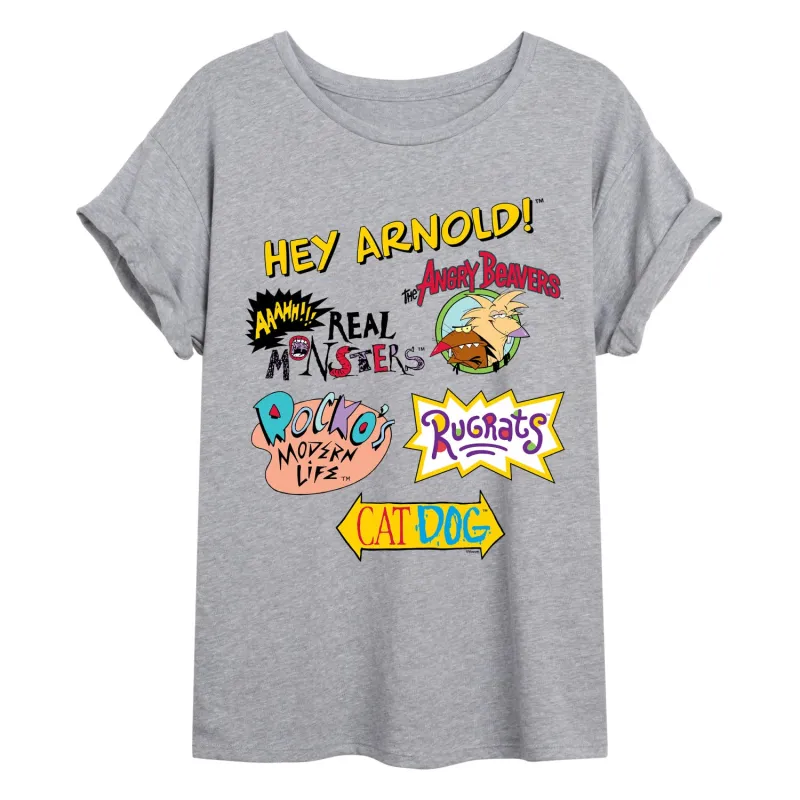 Nickelodeon - Retro Nick Logos - Women's Oversized Graphic T-Shirt made by Nickelodeon