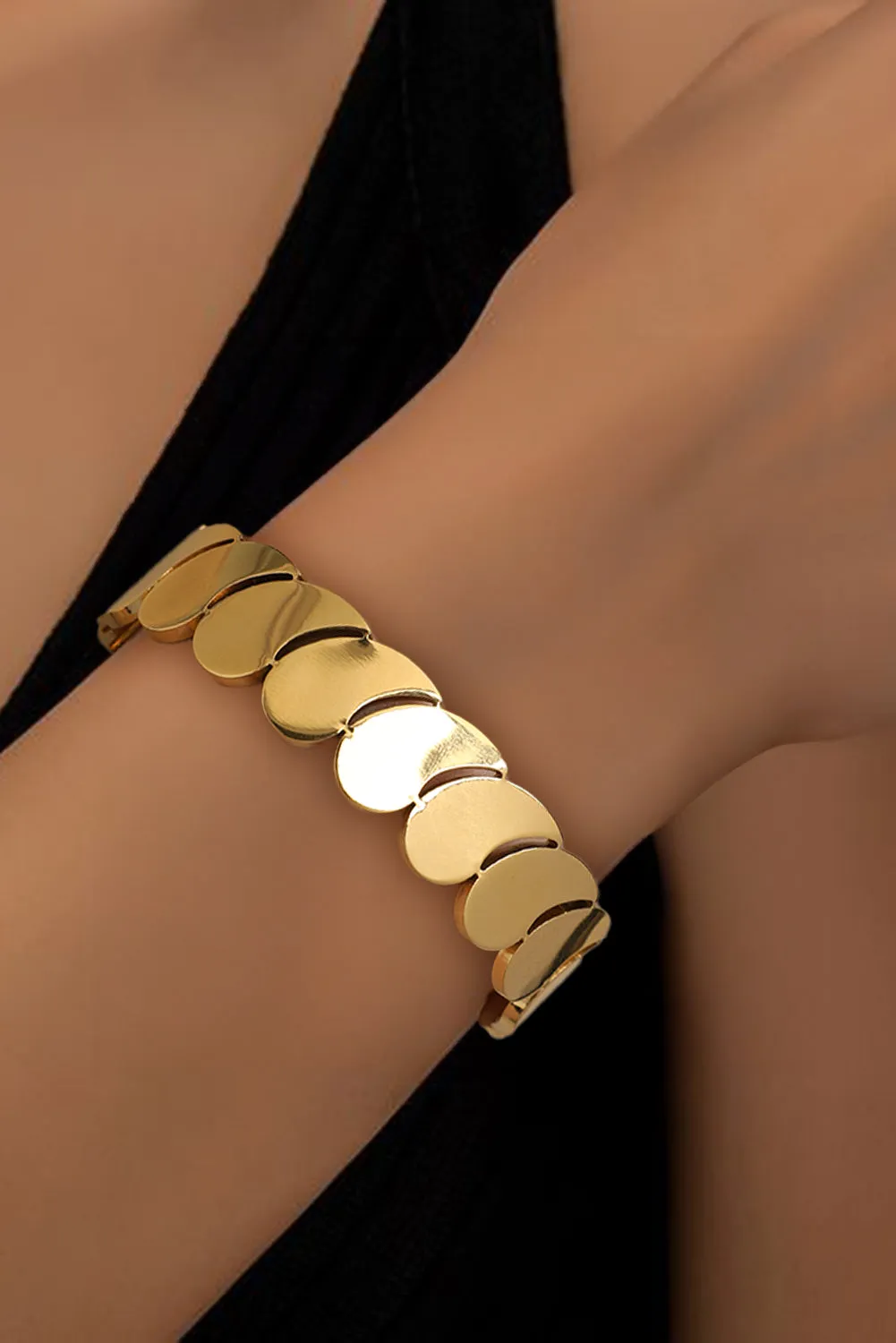Gold Water Drop Patched Plated Titanium Steel Bangle sold by Zulily product image thumbnail 2