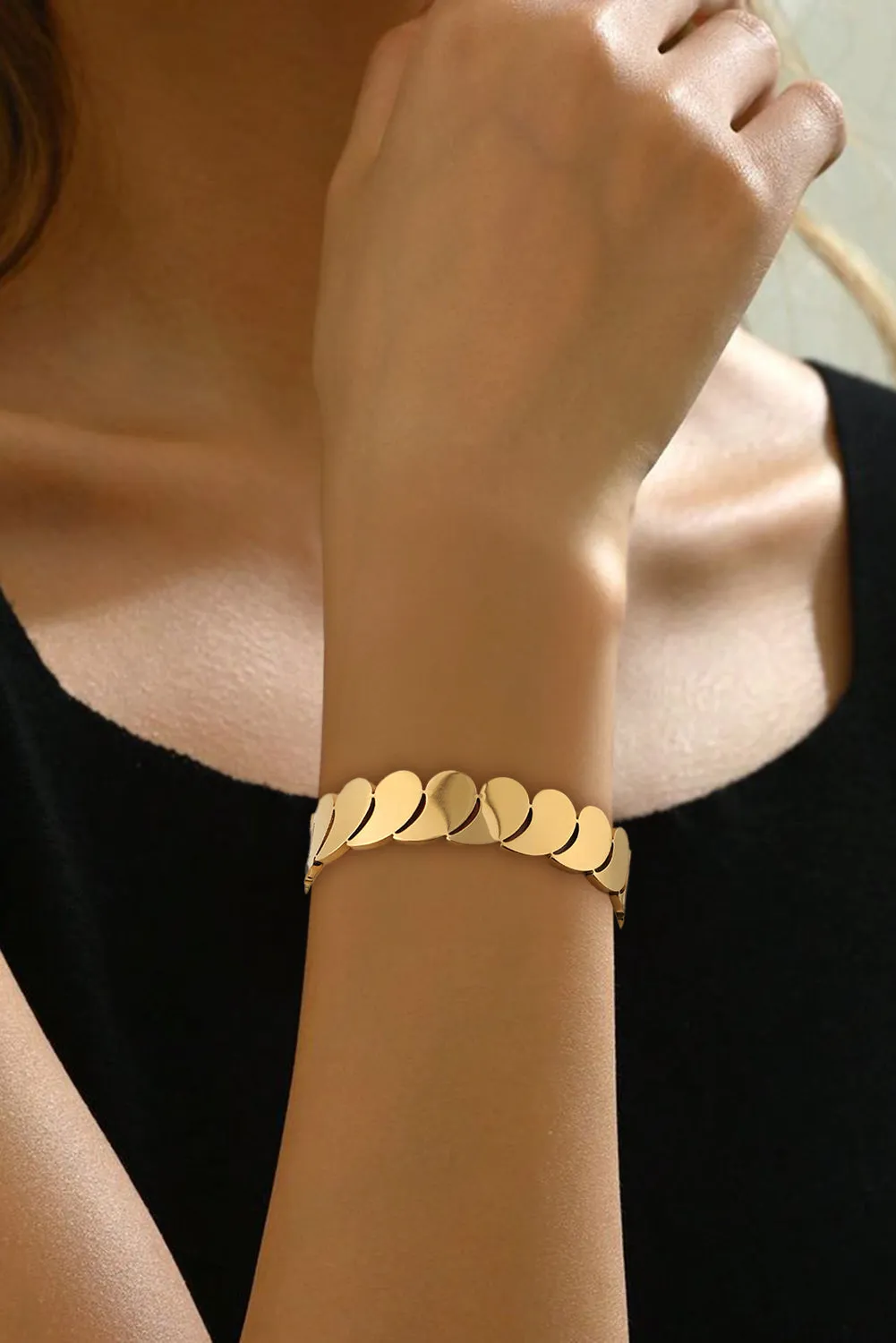 Gold Water Drop Patched Plated Titanium Steel Bangle sold by Zulily product image thumbnail 3
