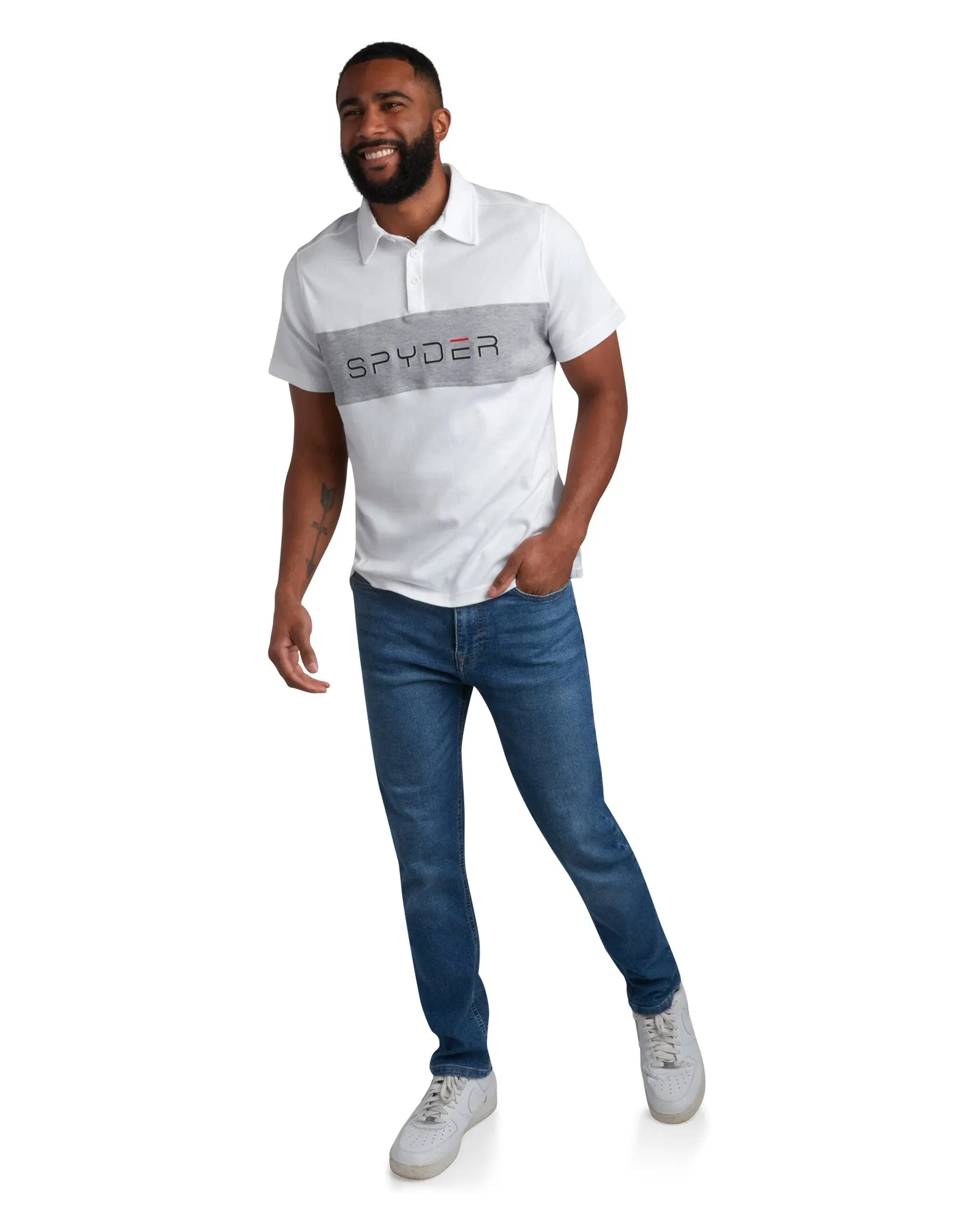 Spyder Men's Short Sleeve Interlock Color Block - White sold by Zulily product image thumbnail 3