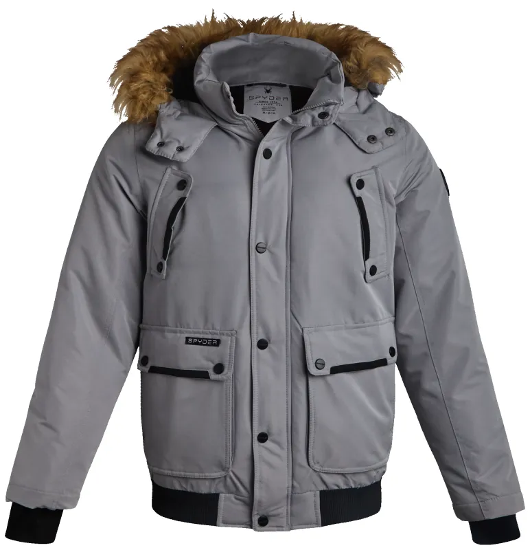 Spyder Men's Parka Jacket with Fur - Pewter made by Spyder