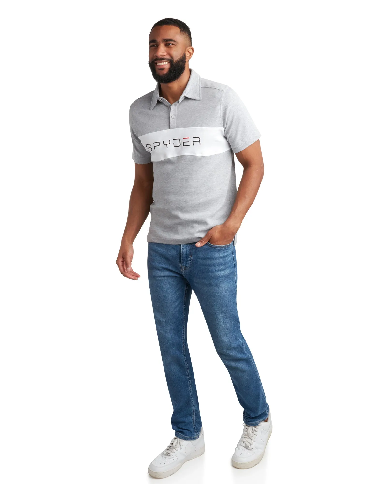 Spyder Men's Short Sleeve Interlock Color Block - Heather Grey sold by Zulily product image thumbnail 3