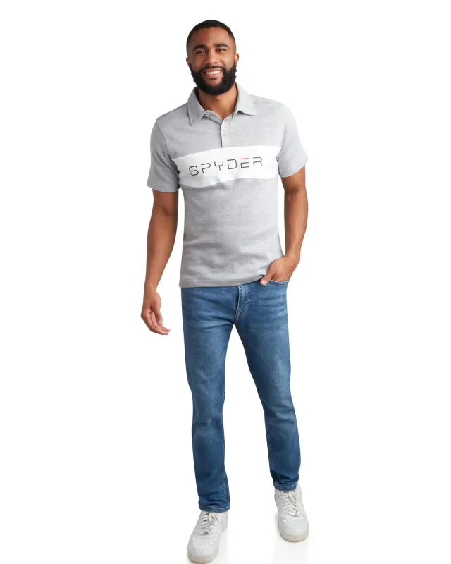 Spyder Men's Short Sleeve Interlock Color Block - Heather Grey made by Spyder