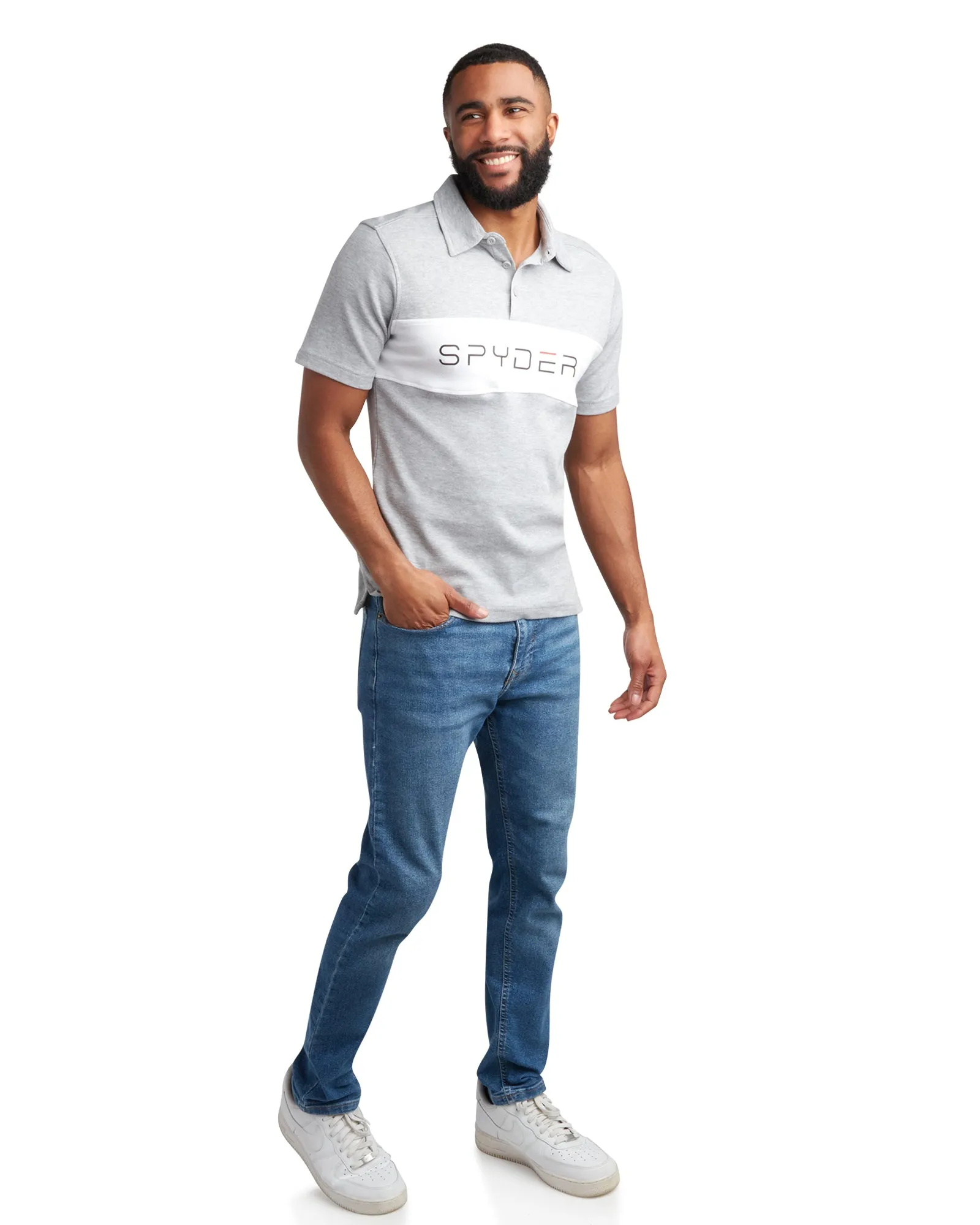 Spyder Men's Short Sleeve Interlock Color Block - Heather Grey sold by Zulily product image thumbnail 5