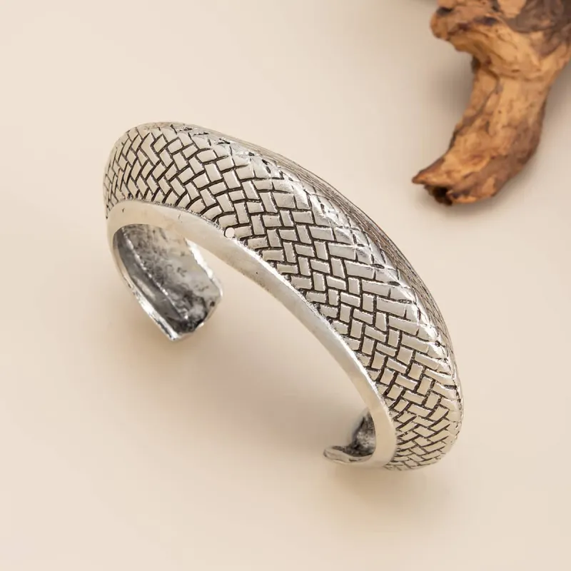 Silvertone Textured Snake Cuff made by Zulily