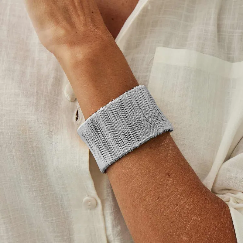 Silvertone Wire Drawing Layered Cuff made by Zulily