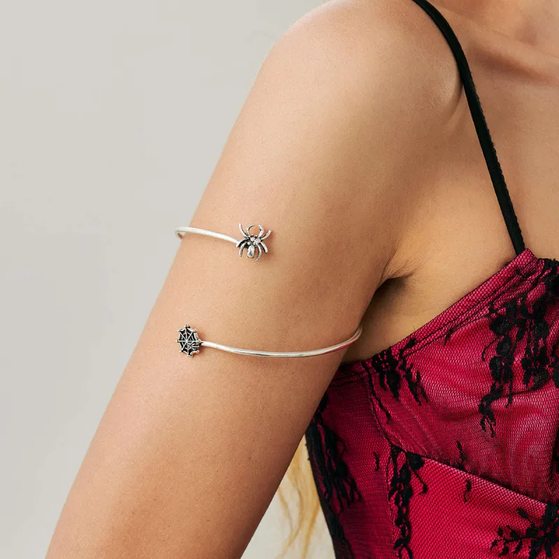Silvertone Spider & Web Bypass Arm Cuff made by Zulily