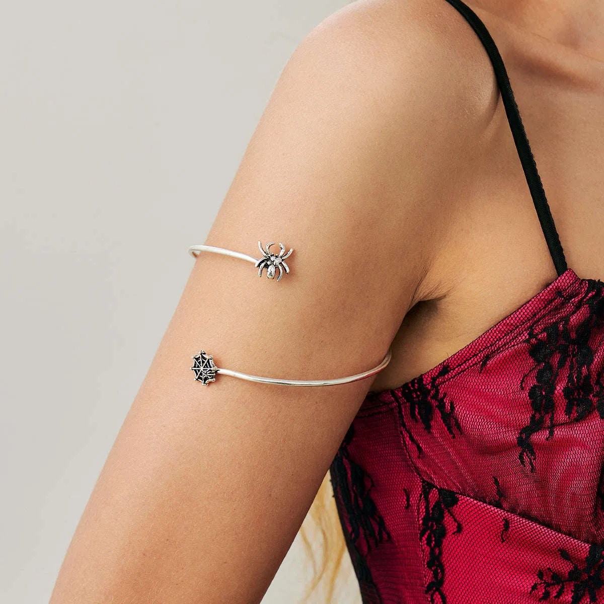 Silvertone Spider & Web Bypass Arm Cuff sold by Zulily