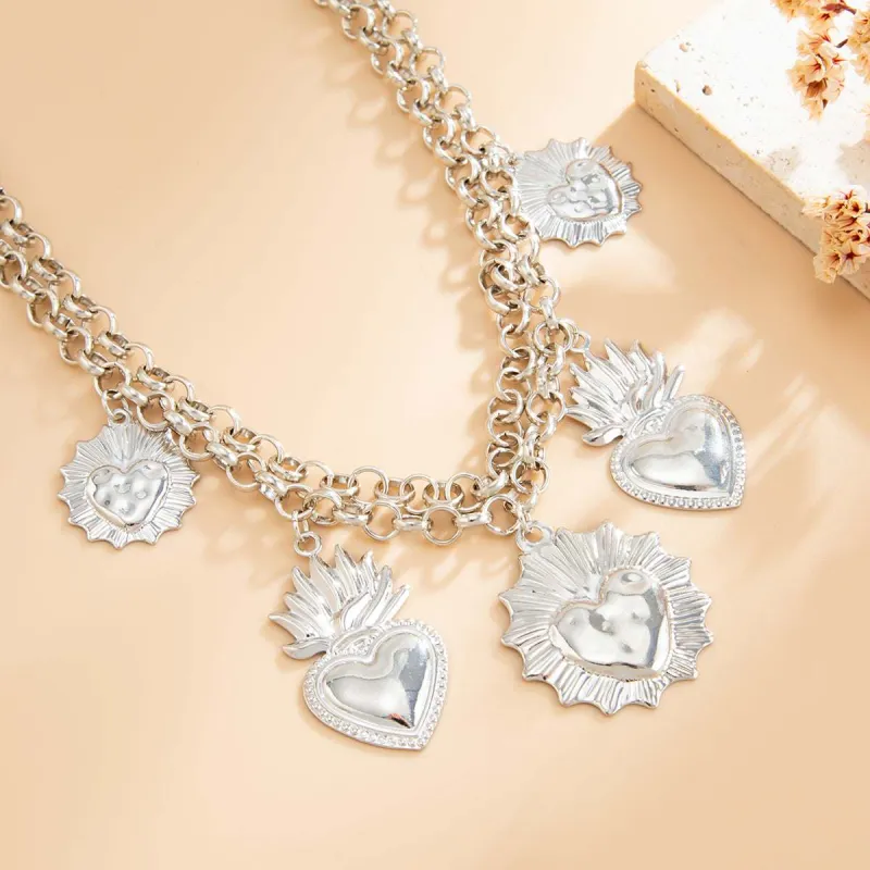 Silvertone Crown Heart Charm Layered Anklet made by Zulily