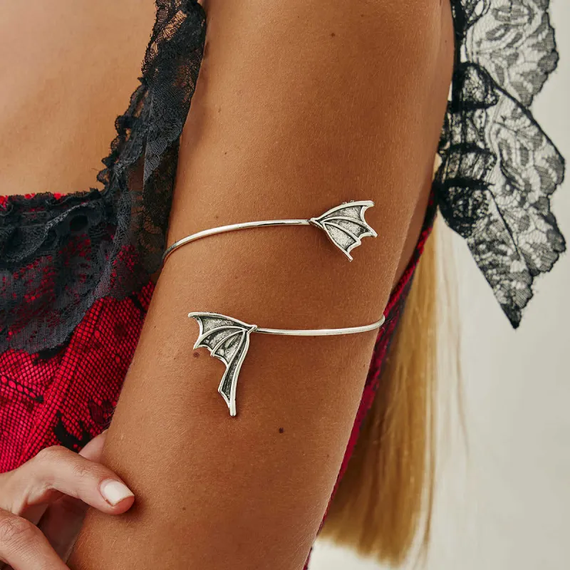 Silvertone Dual Bat Wing Bypass Arm Cuff made by Zulily