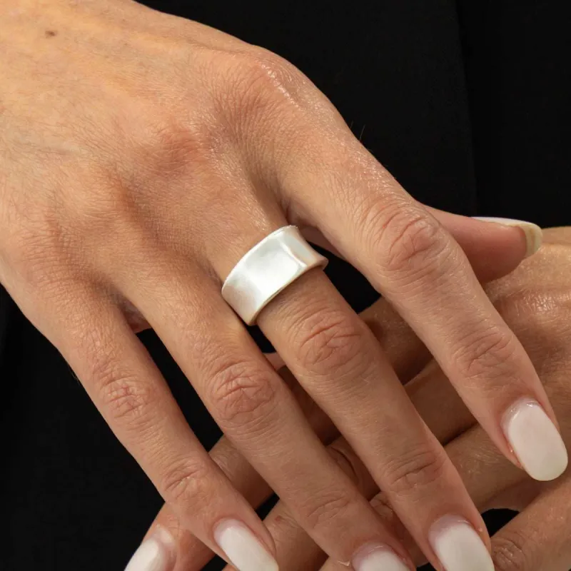 Silvertone Textured Sunken Open Ring made by Zulily