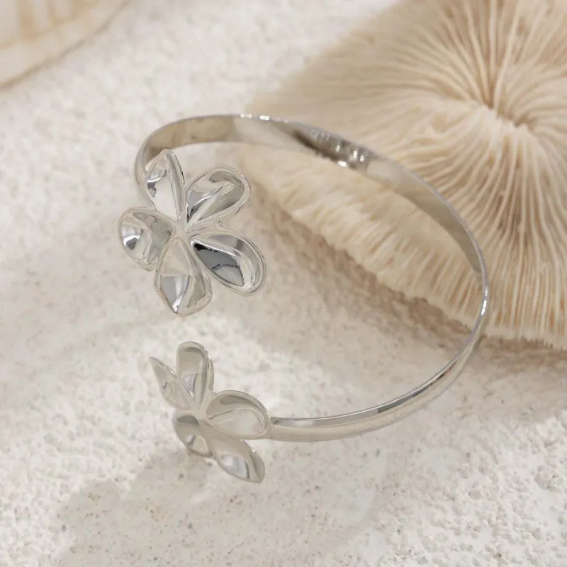 Silvertone Dual-Flower Bypass Arm Cuff made by Zulily