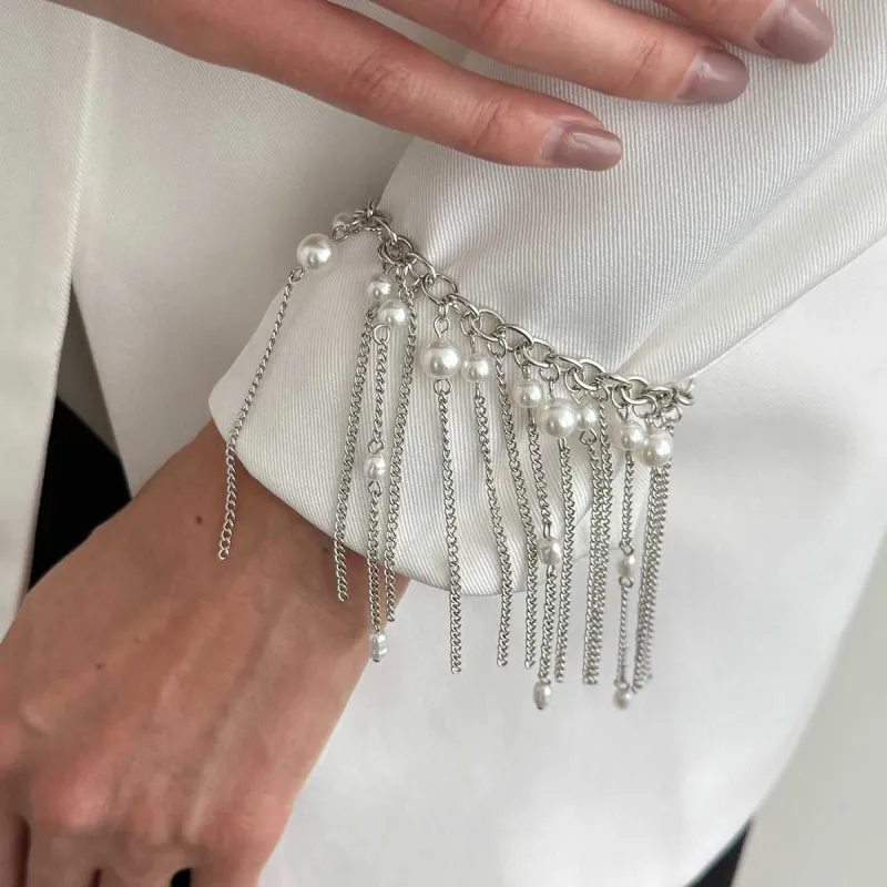 Pearl & Silvertone Beads Tassel Bracelet made by Zulily