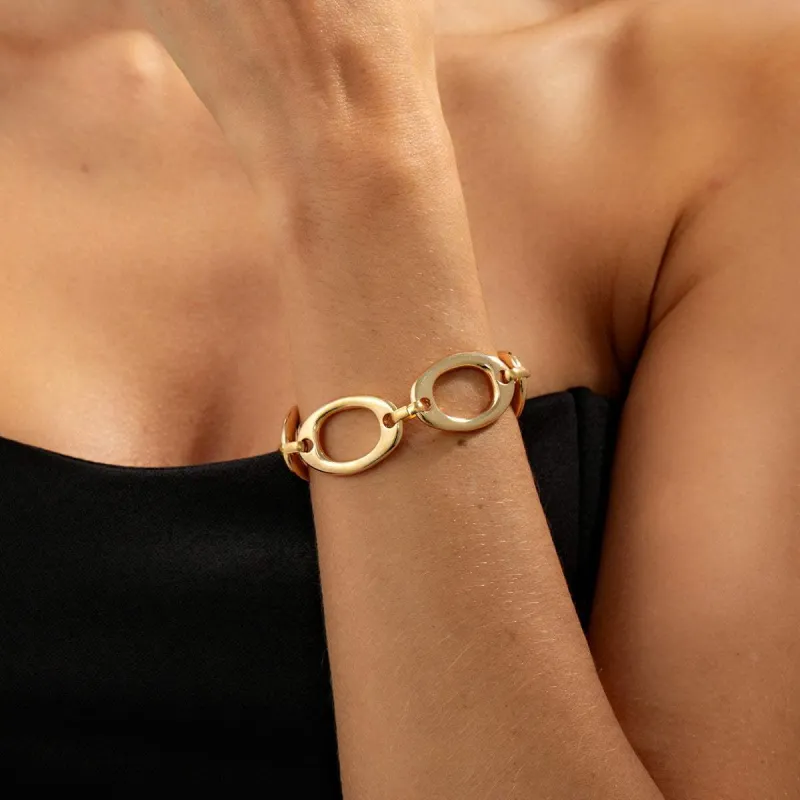 Goldtone Open Oval Station Chain Bracelet made by Zulily