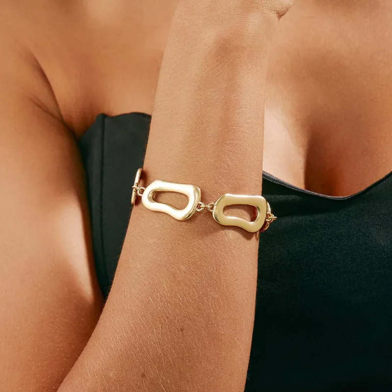 Goldtone Open Irregular Charm Link Bracelet made by Zulily