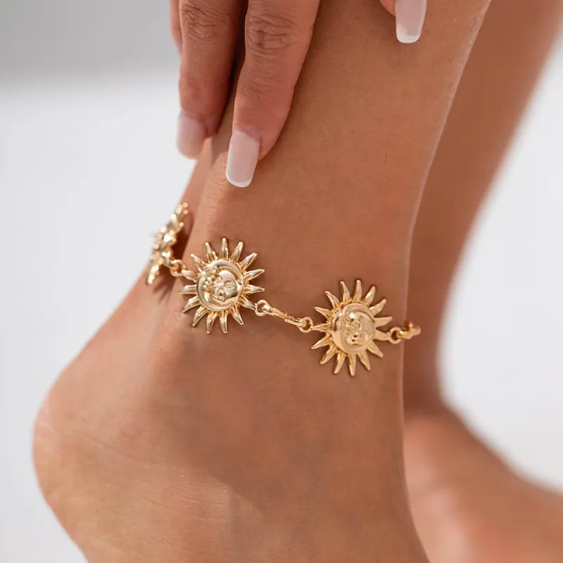 Goldtone Sun Station Anklet made by Zulily