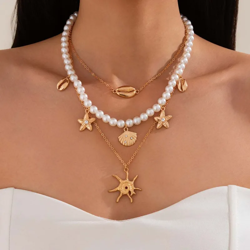 Pearl & Goldtone Sea Lives Pendant Necklace Set made by Zulily