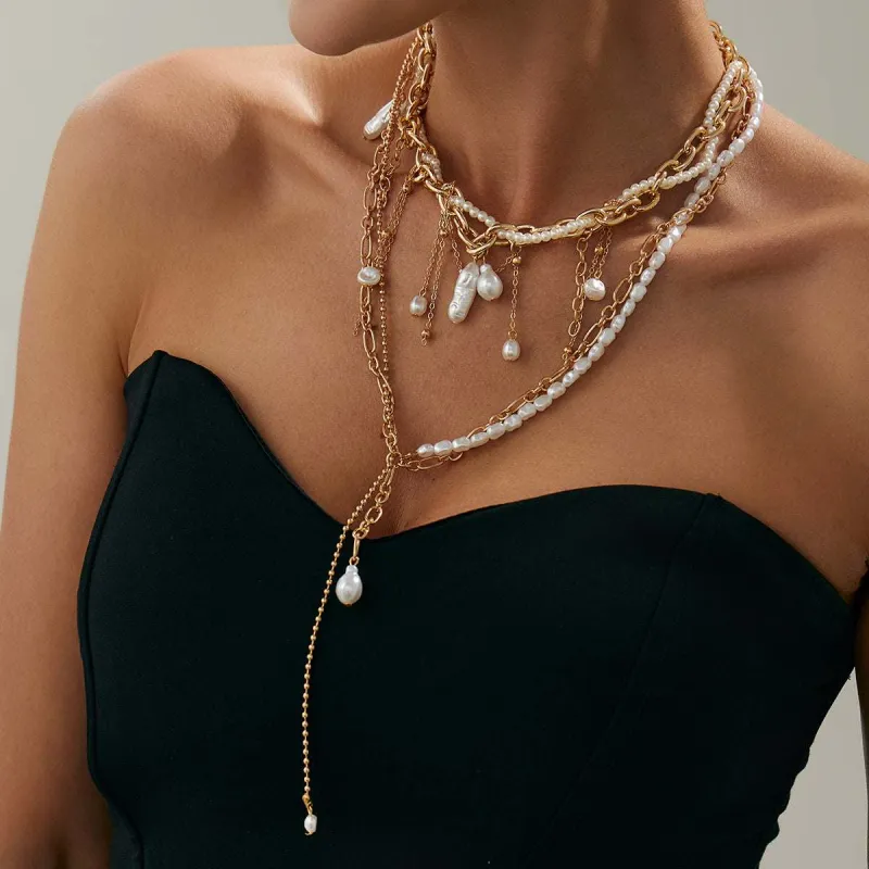 Pearl & Goldtone Beads Tassel Drop Necklace Set made by Zulily