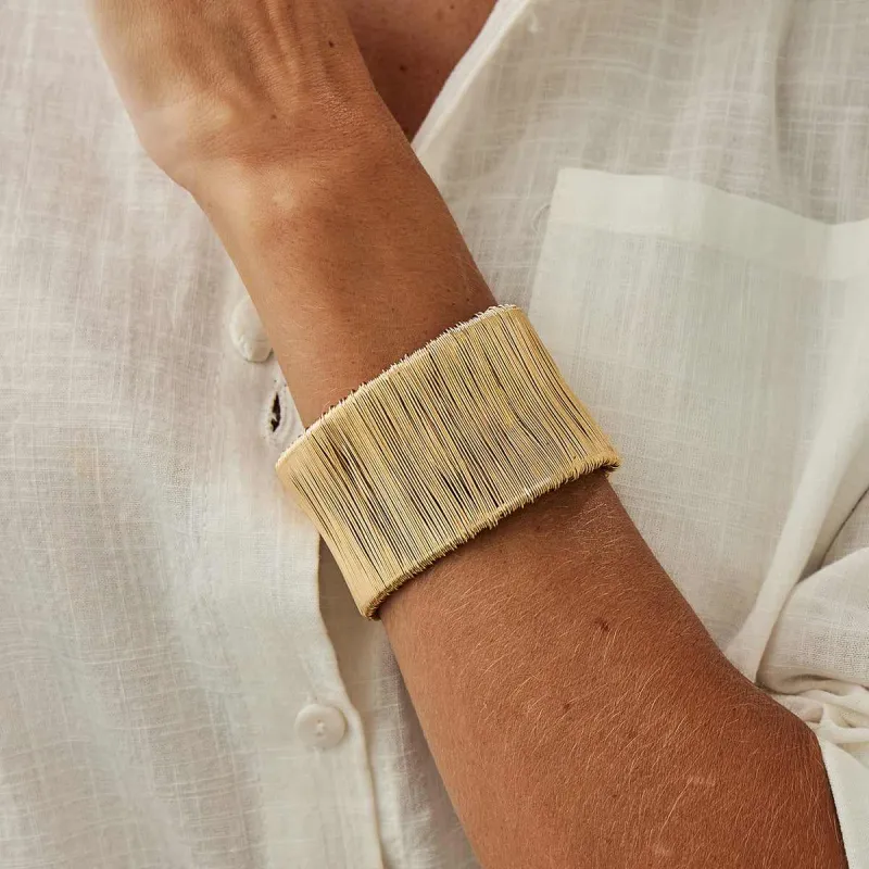 Goldtone Wire Drawing Layered Cuff made by Zulily