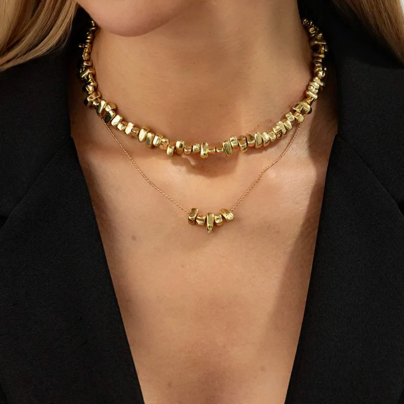 Goldtone Irregular Beads Chain Necklace Set made by Zulily