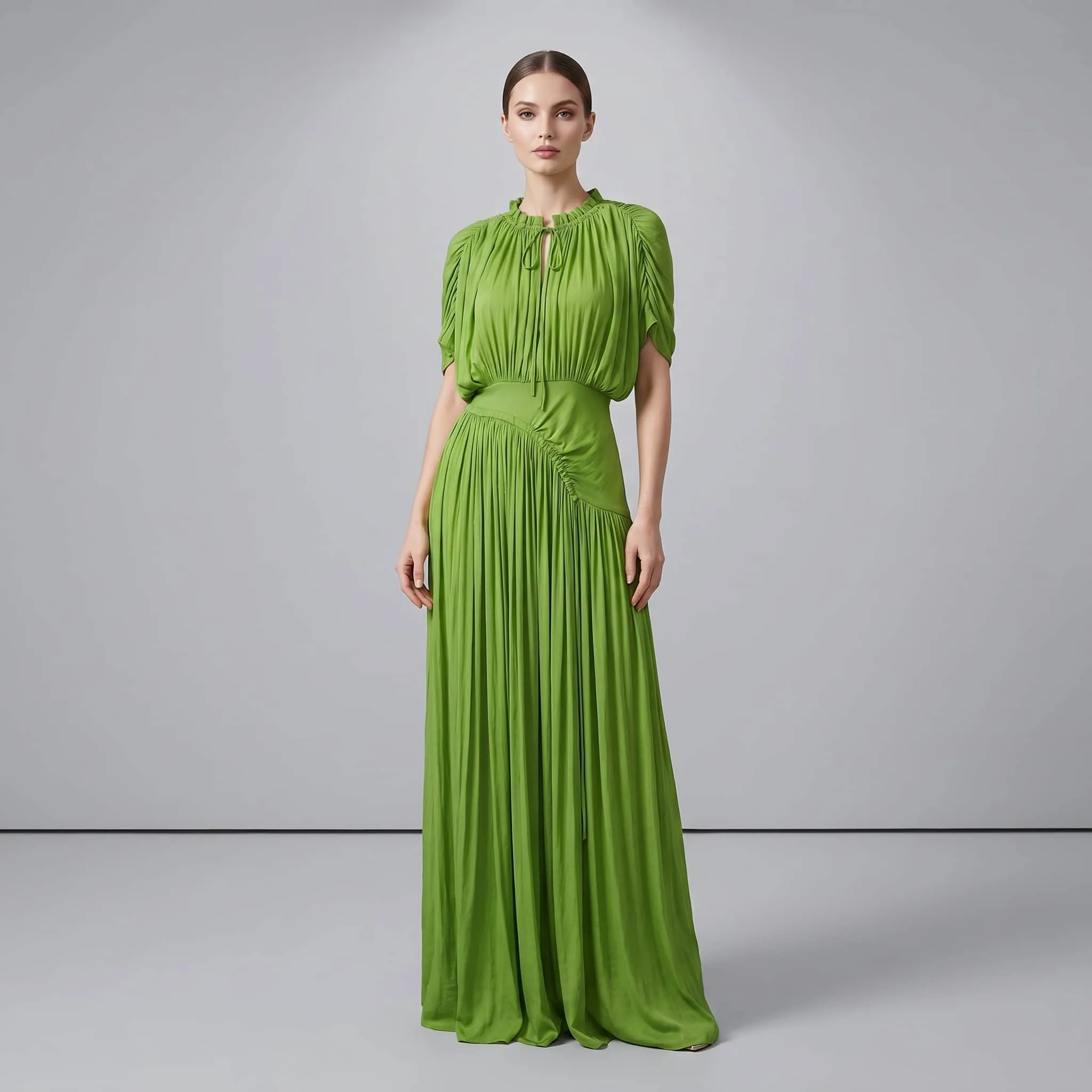 Aria Romance Women's Vibrant Pleated Maxi Gown - High Neck Tie-Up Gala Dress sold by Zulily product image thumbnail 4