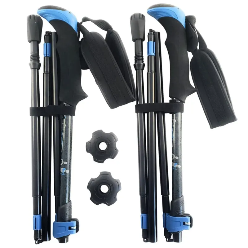 Travel Folding Walking & Hiking Poles - 13.5 in with Rubber Feet, Baskets, and Bag - Available in 3 Sizes and Choice of Grips made by Zulily