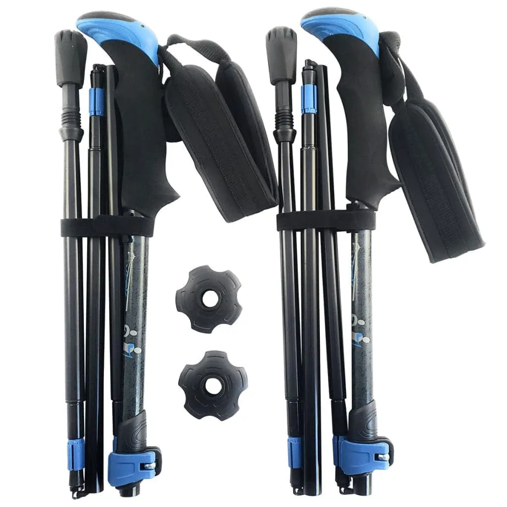 Travel Folding Walking & Hiking Poles - 13.5 in with Rubber Feet, Baskets, and Bag - Available in 3 Sizes and Choice of Grips sold by Zulily