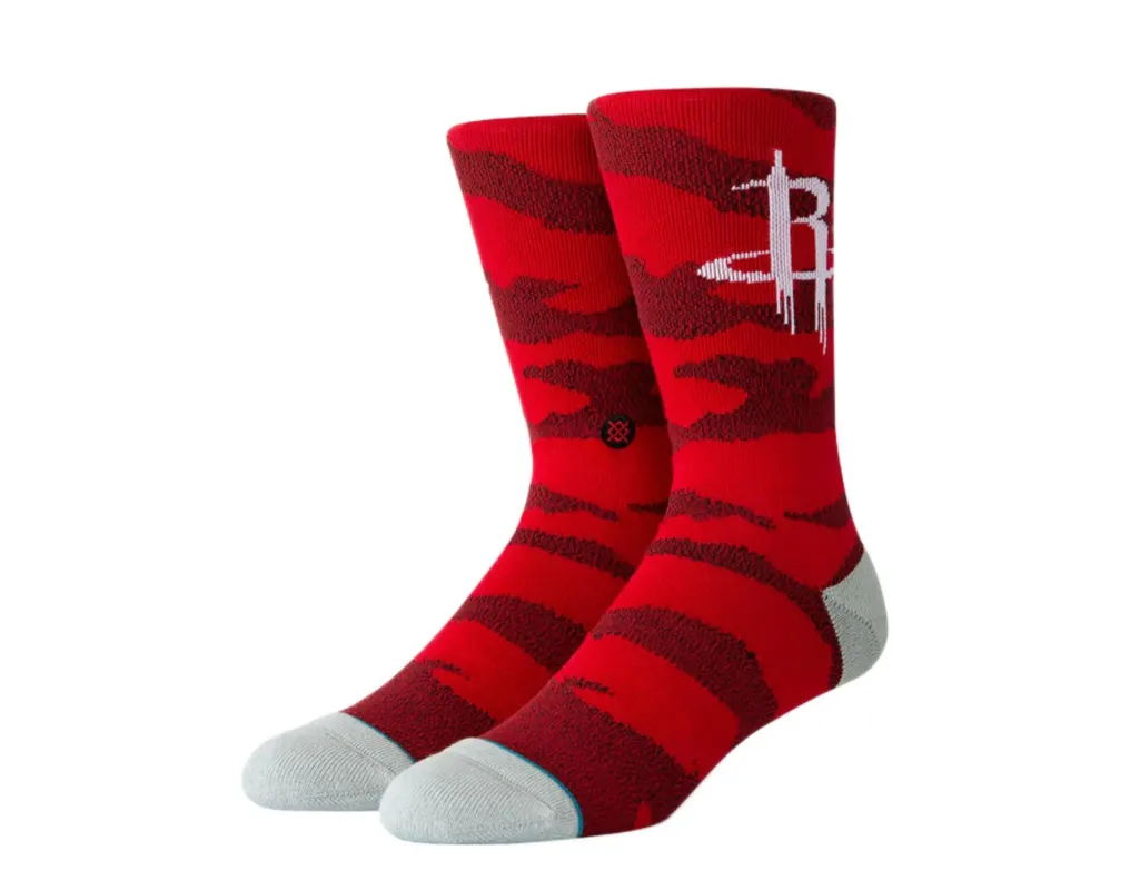 Stance Casual NBA Houston Rockets Camo Melange Men Crew Socks Red made by Stance