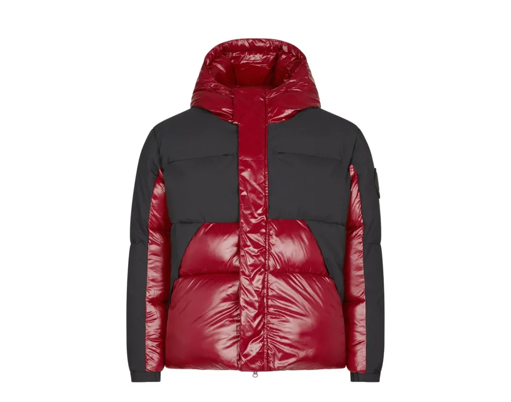 Save The Duck Luma Hooded Puffer Men Jacket Mineral Red/Black made by Save The Duck