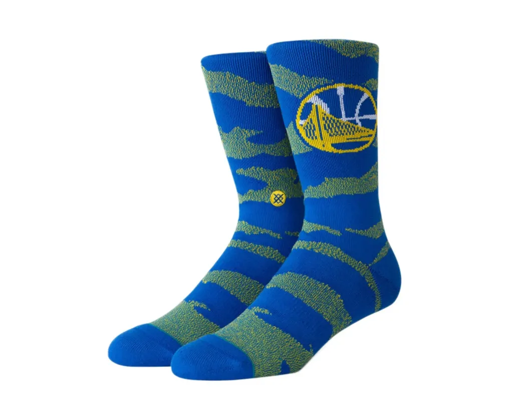 Stance Casual NBA Golden State Warriors Camo Melange Men Crew Socks Blue made by Stance
