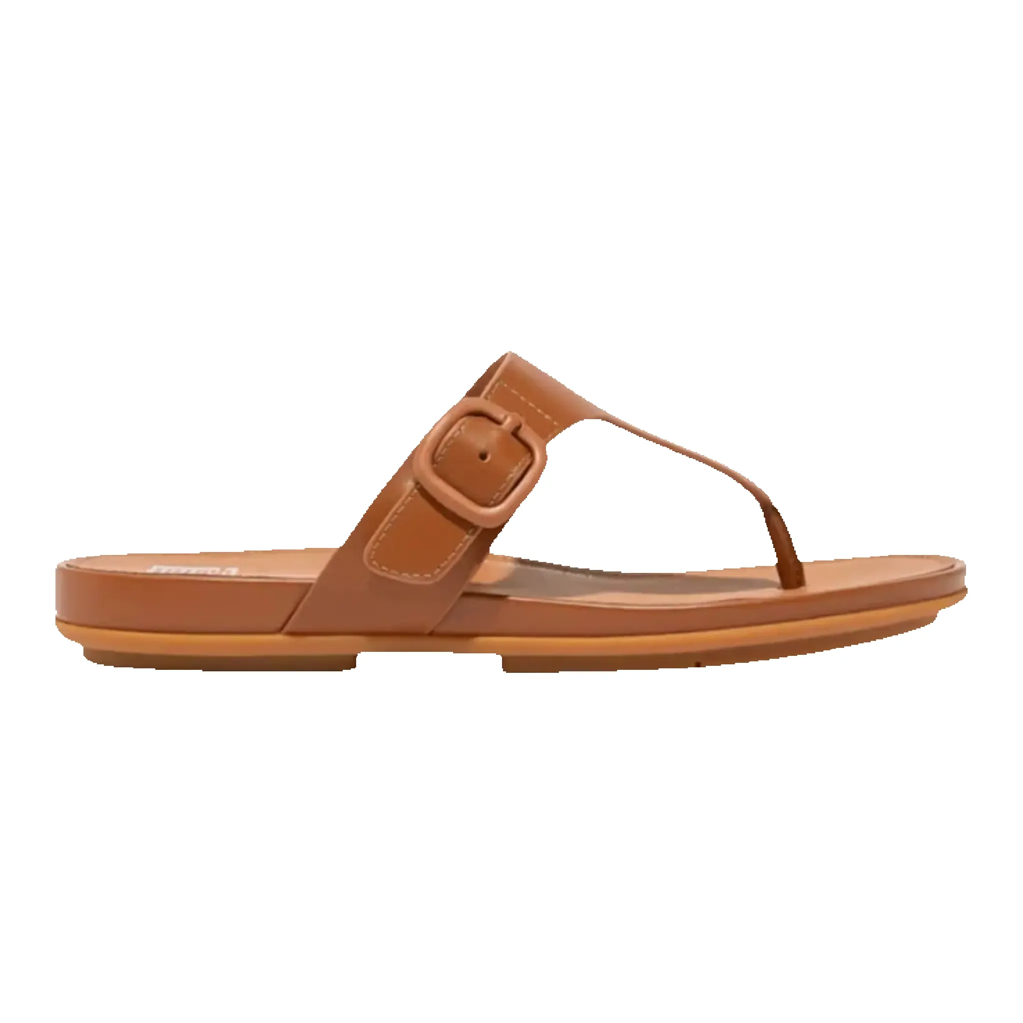 FitFlop Gracie Rubber-Buckle Leather Toe Women’s Sandals – Light Tan sold by Zulily