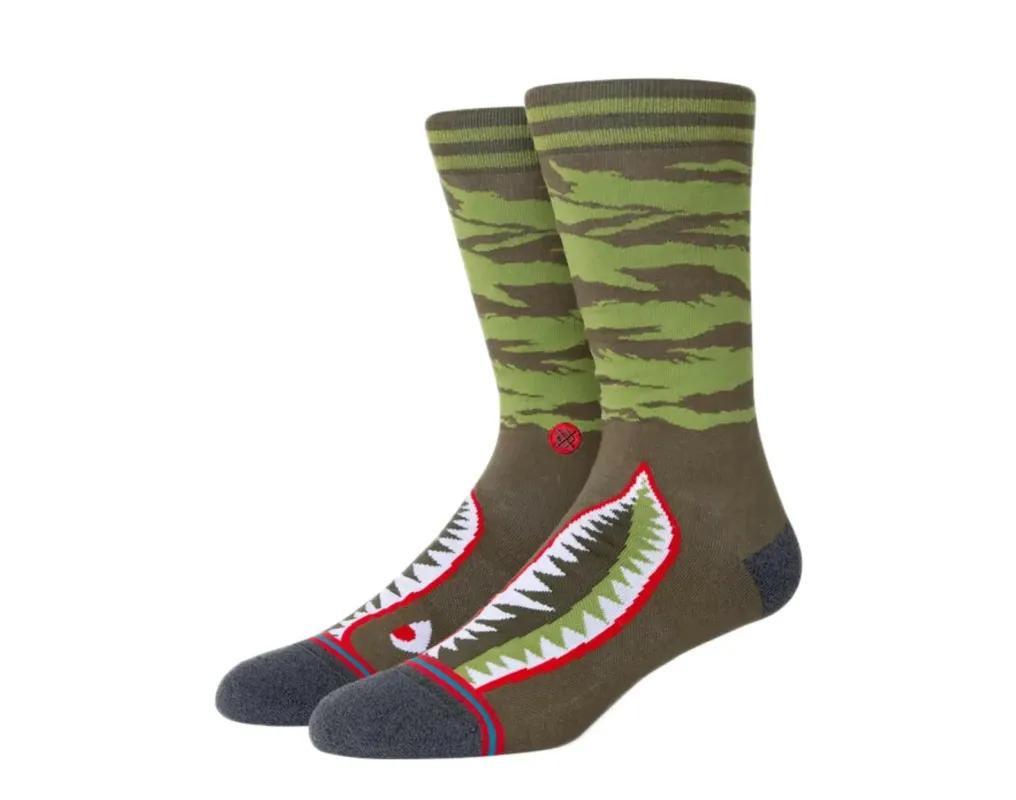 Stance Warbird Men Crew Socks Olive made by Stance