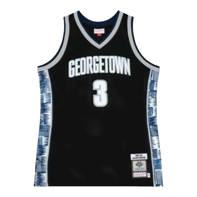 Mitchell & Ness Authentic Georgetown Hoyas 1995-96 Allen Iverson Men Basketball Jersey Black/Grey/White made by Mitchell & Ness