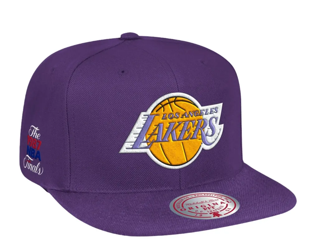 Mitchell & Ness Los Angeles Lakers HWC 1987 Finals Patch Men Snapback Hat Purple made by Mitchell & Ness