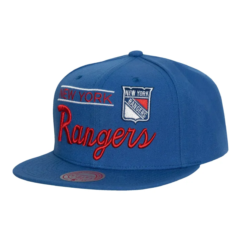 Mitchell & Ness NHL New York Rangers Retro Lock Up Men Snapback Hat Blue made by Mitchell & Ness