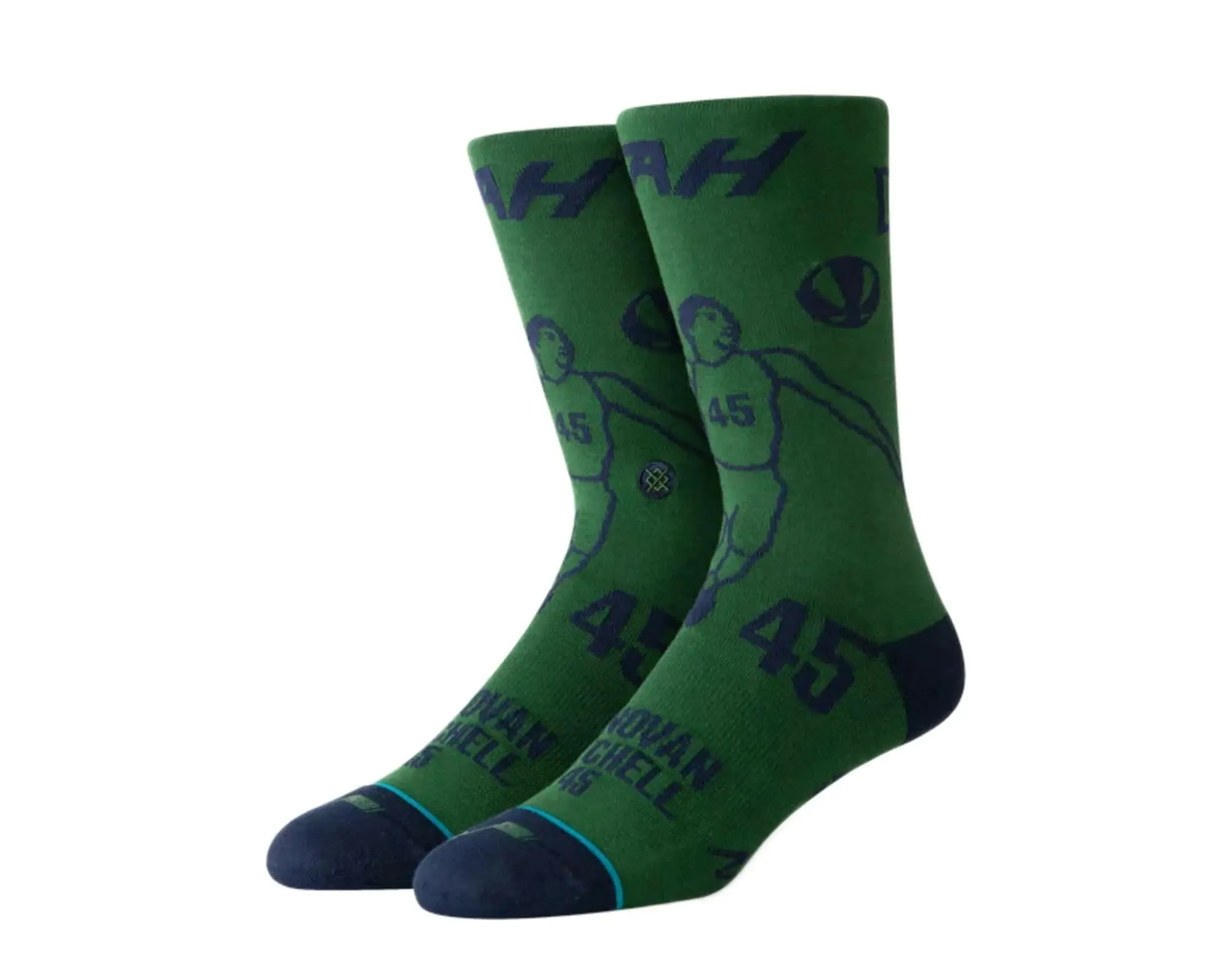 Stance Donovan Stencil Crew Socks Green/Navy sold by Zulily