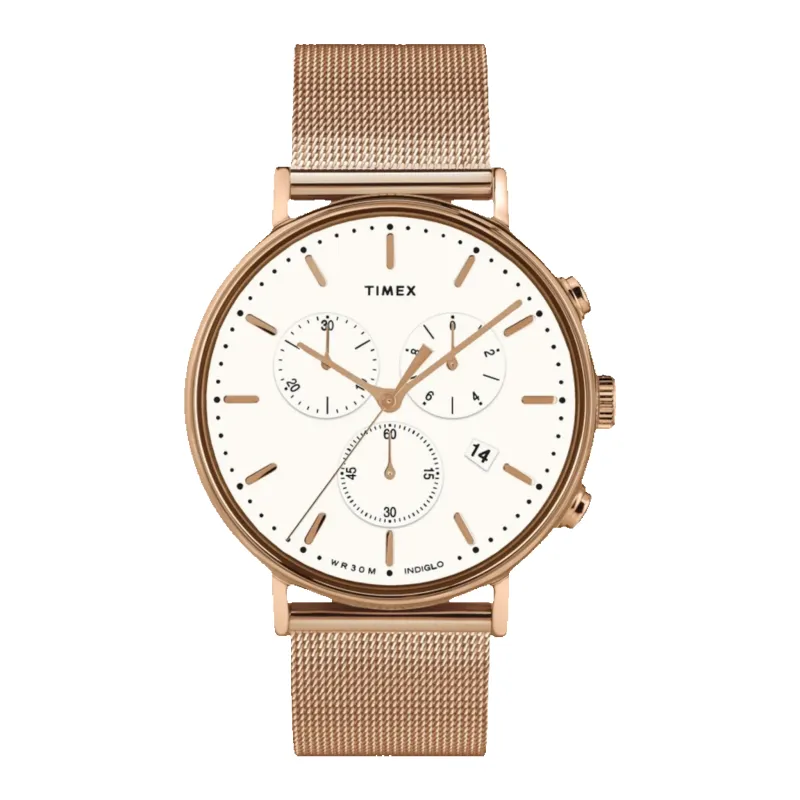 Timex Fairfield Chronograph 41mm Men Watch Rose-Gold-Tone/White made by Timex