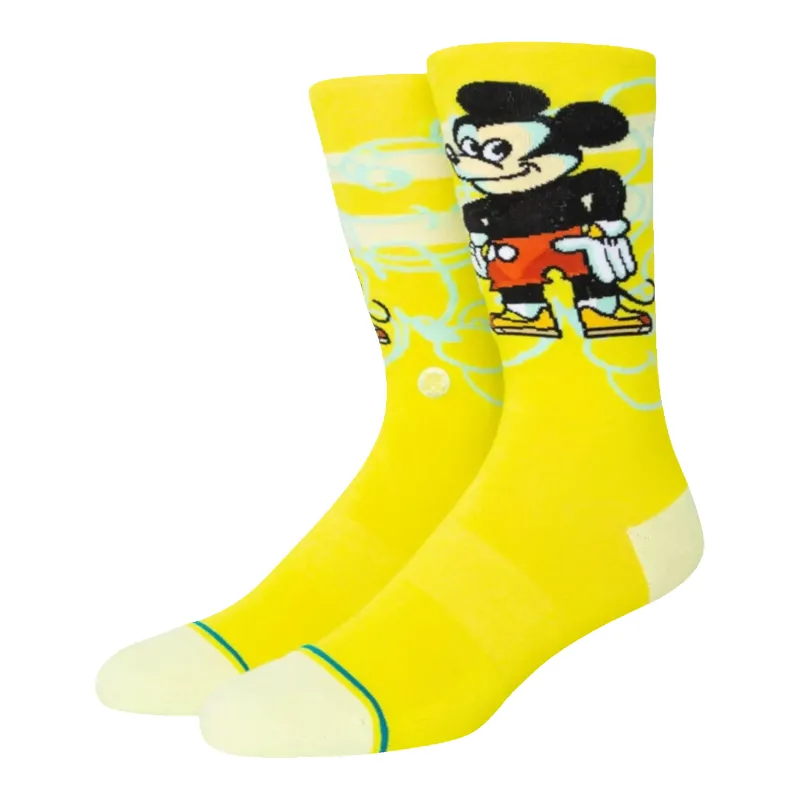 Stance x Dillon Froelich Mickey Men Crew Socks Lime Yellow made by Stance