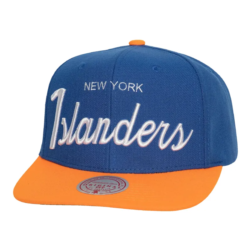 Mitchell & Ness NHL New York Islanders Vintage Script Men Snapback Hat Blue made by Mitchell & Ness