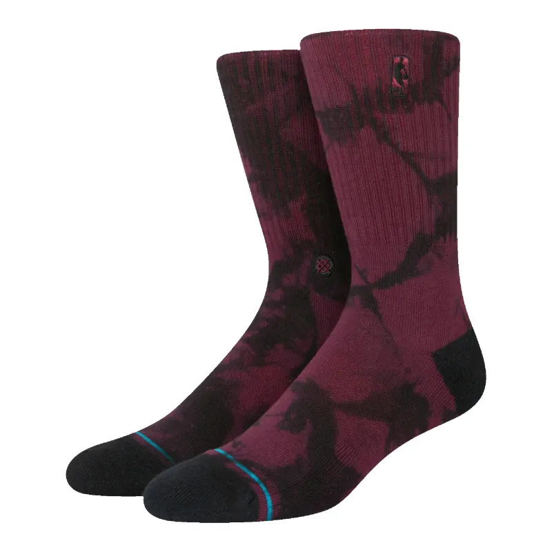 Stance x NBA Logoman Dye Men Crew Socks Maroon made by Stance