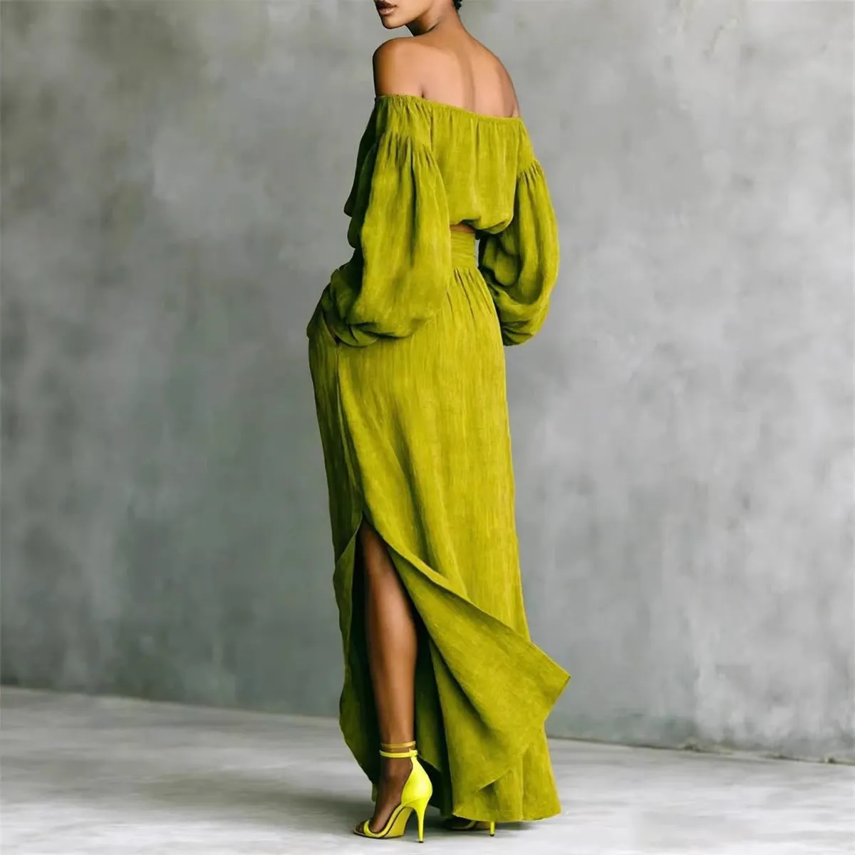 Off-Shoulder Top & Asymmetrical Maxi Skirt Set – Women's 2-Piece Outfit sold by Zulily product image thumbnail 3