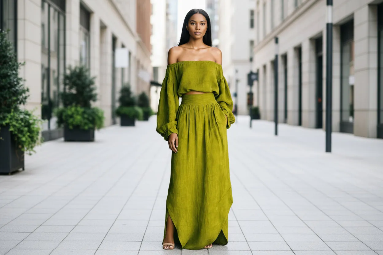 Off-Shoulder Top & Asymmetrical Maxi Skirt Set – Women's 2-Piece Outfit sold by Zulily product image thumbnail 4