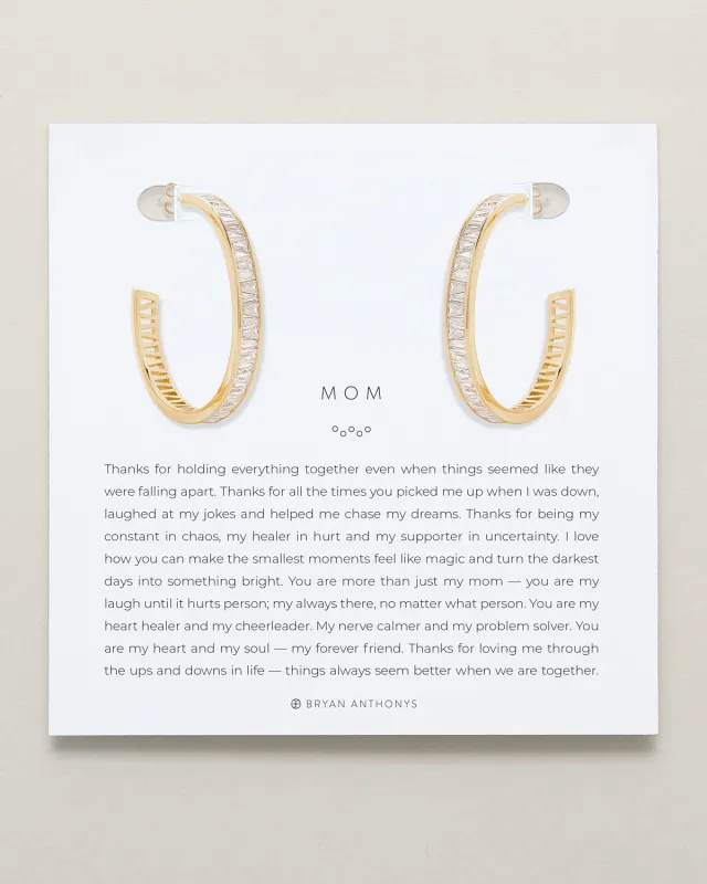 Mom Baguette Maxi Hoop Earrings made by Zulily