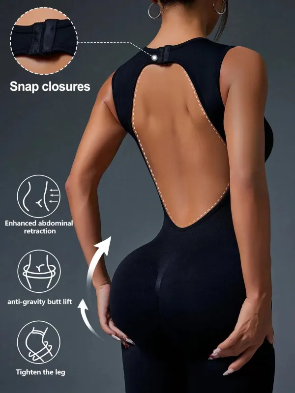 🧘♀️ Seamless Sleeveless Yoga Jumpsuit with Zipper Closure made by Zulily